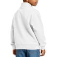 thumbnail image 3 of OGLCCG Boys Full Zip Fleece Hoodless Hoodies Mock Neck Sweatshirts Kids Fall Winter Zip Up Gym Track Jackets with Pockets Size 5-16(White,9-10 Years), 3 of 8