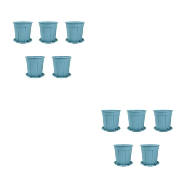 relayinert 5pcs/set Perforated Clay Plant Pot For Indoor Plants Air Circulation Guaranteed Plastic Flower Pot Blue 2Set