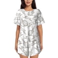 thumbnail image 1 of Fotbe Hand Drawn Rabbit Conjunto de Pijama Estampado para Mujer, 2 Piezas, Ropa de Dormir con Camiseta de Manga Corta y Shorts Suaves-3X-Large, 1 of 6