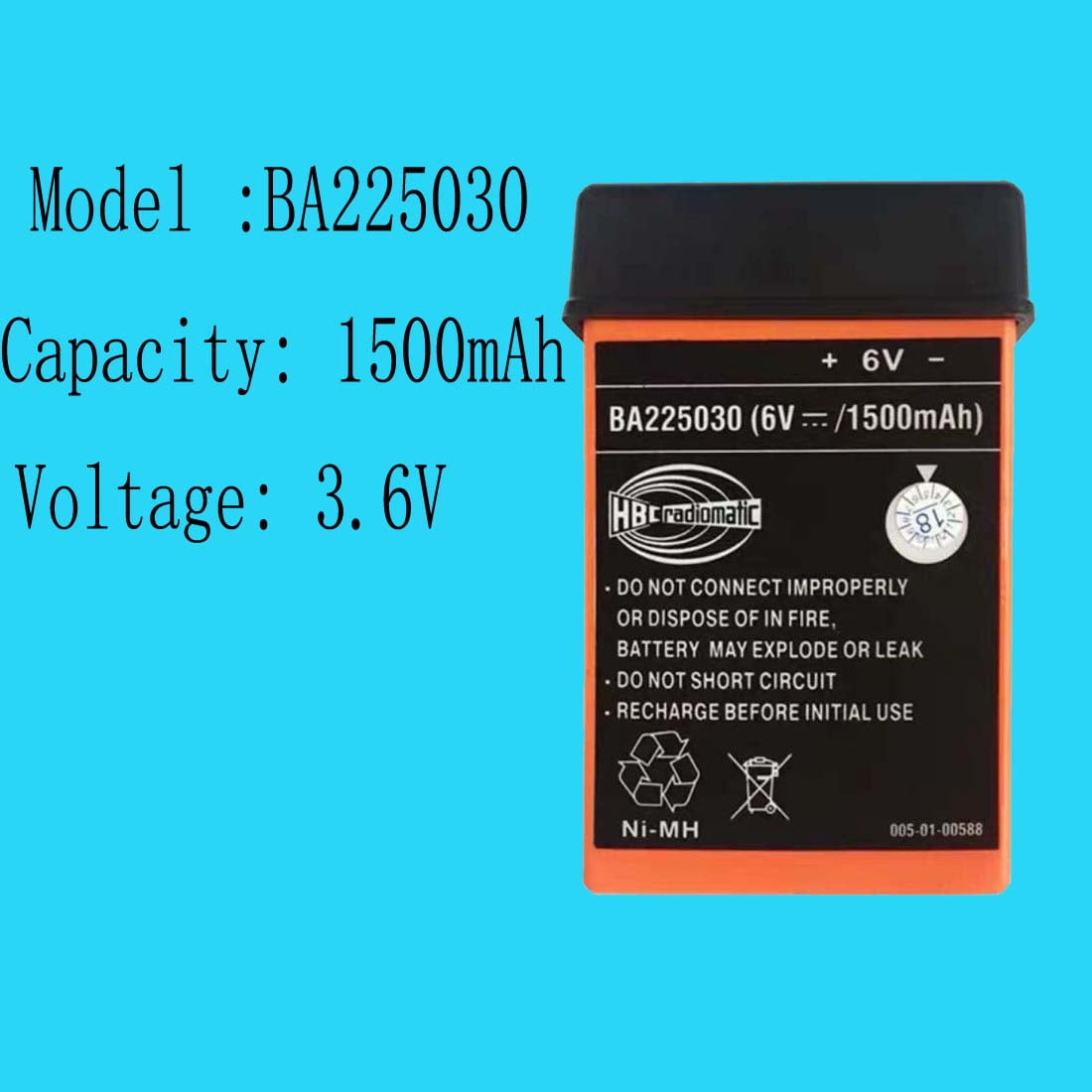 (5 pcs) BA225030 6V Ni-Mh Battery For HBC Crane remote Pump truck battery BA225030