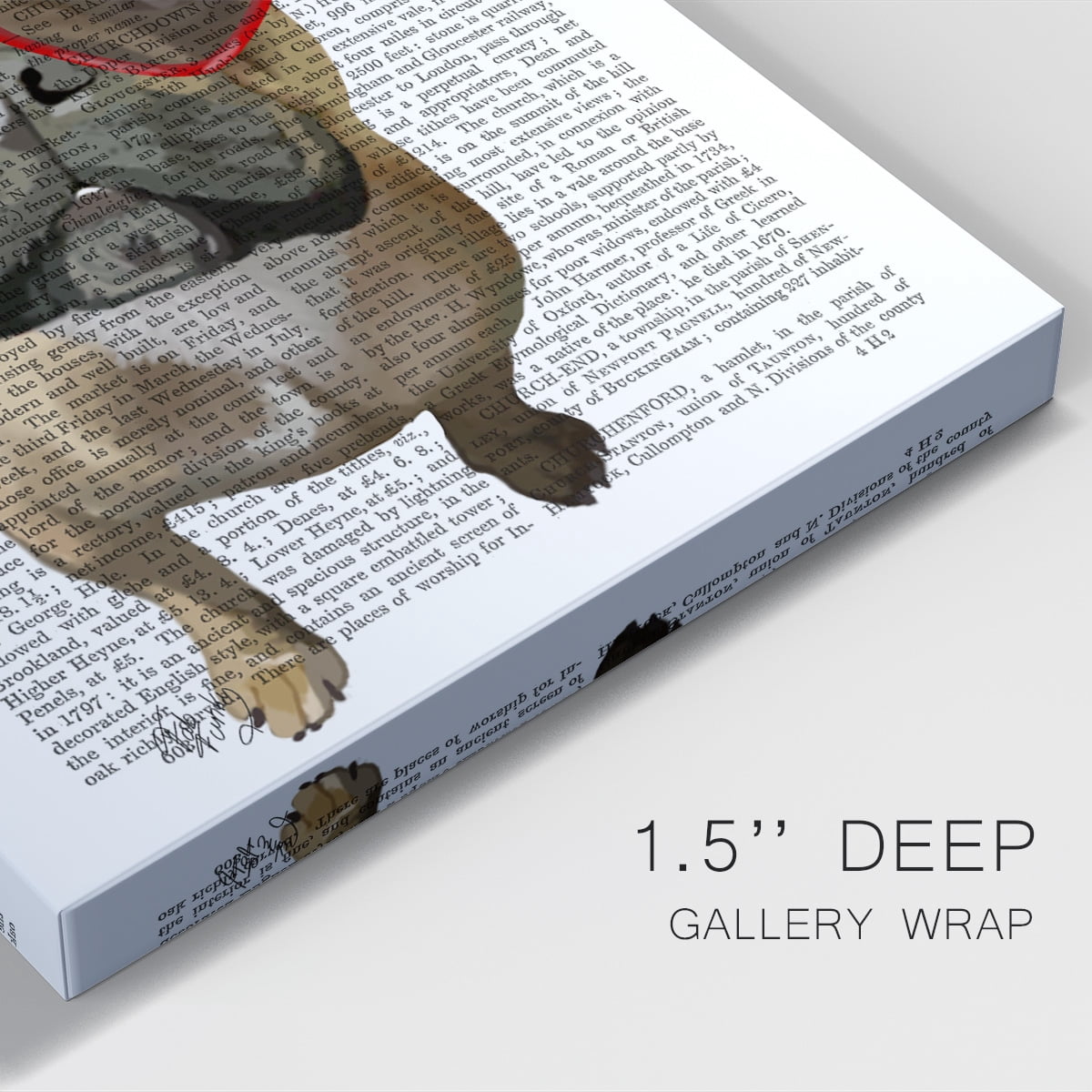 French Bulldog and Heart Glasses Premium Gallery Wrapped Canvas - Ready to Hang