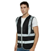 TOPTIE Class 2 High Visibility Zipper Front Safety Vest With 9 Pockets and Reflective Strips, Meets ANSI/ISEA Standards