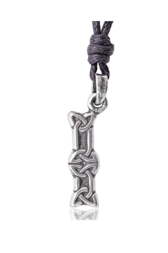 Letter I Celtic Knot Silver Pewter Charm Necklace Pendant Jewelry With Cotton Cord
