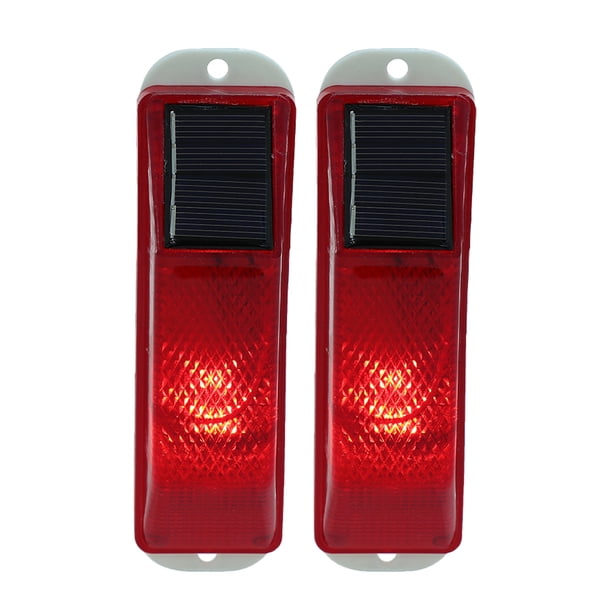 2 luces solares de advertencia para jardín o valla. Lámparas solares de precaución para patio.