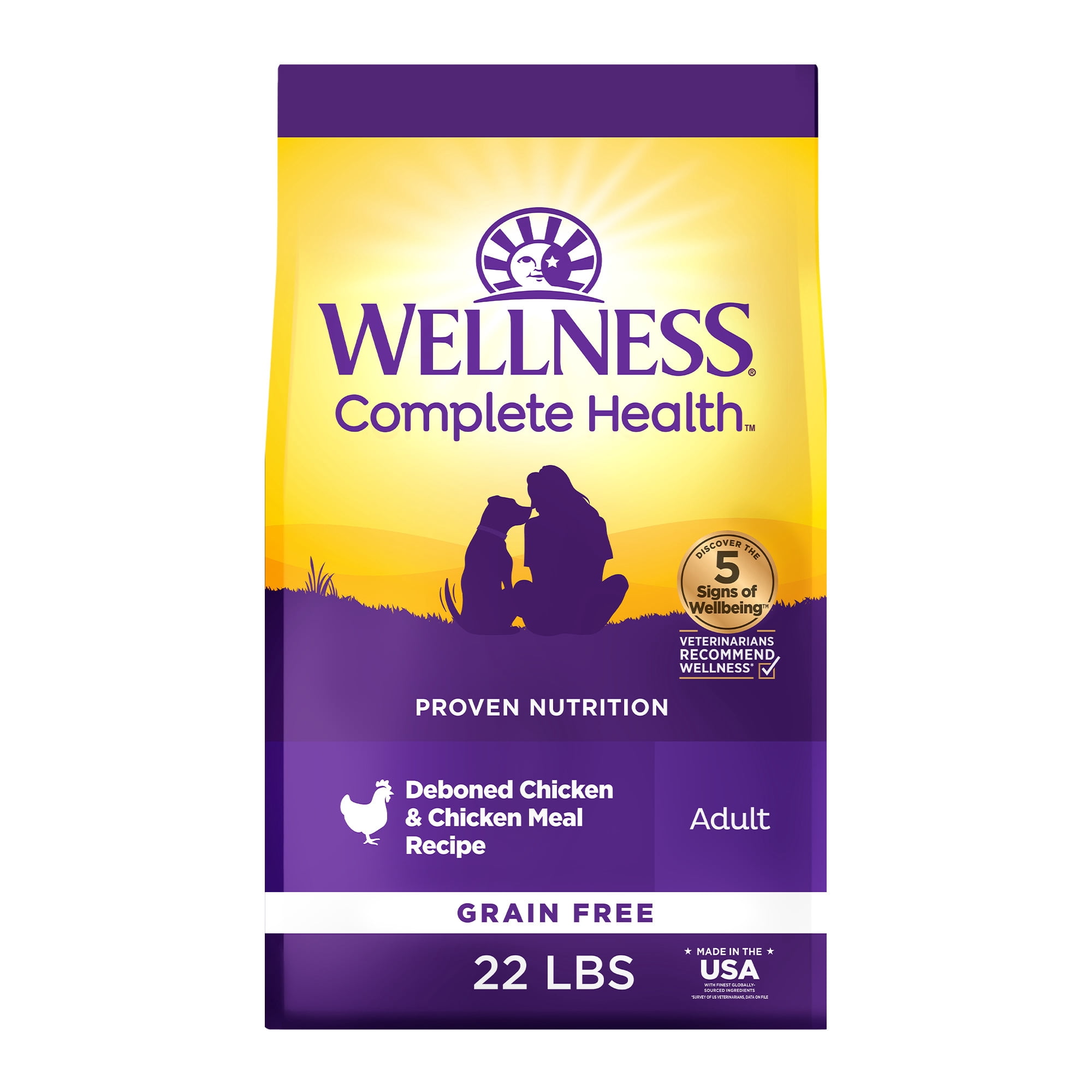 Wellness Complete Health Dry Dog Food, Grain Free, Natural, Chicken Recipe, (22-Pound Bag)