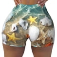 thumbnail image 2 of Daiia Seashell On The Beach Pattern Women's Workout Shorts Biker Shorts - High Waisted Workout Spandex Tummy Control Gym Running Yoga Shorts-X-Large, 2 of 8