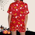 thumbnail image 4 of Women Halloween 2 Piece Pajama Sets, Button Down Short Sleeve Sleepwear, Ghost Pumpkin Print Shirts and Shorts, 4 of 4