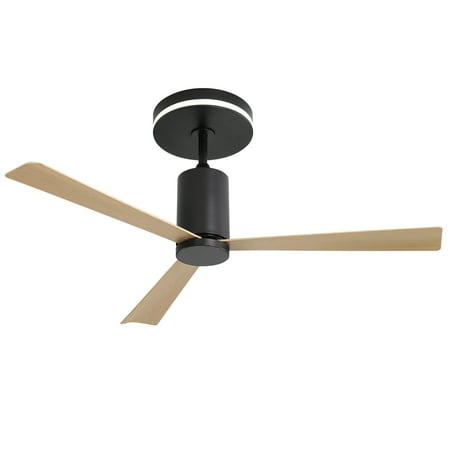 

52 Inch Modern Flush Mount Ceiling Fan With Led Light And Remote Control 3 Abs Blades Noiseless Reversible Dc Motor For Patio Living Room