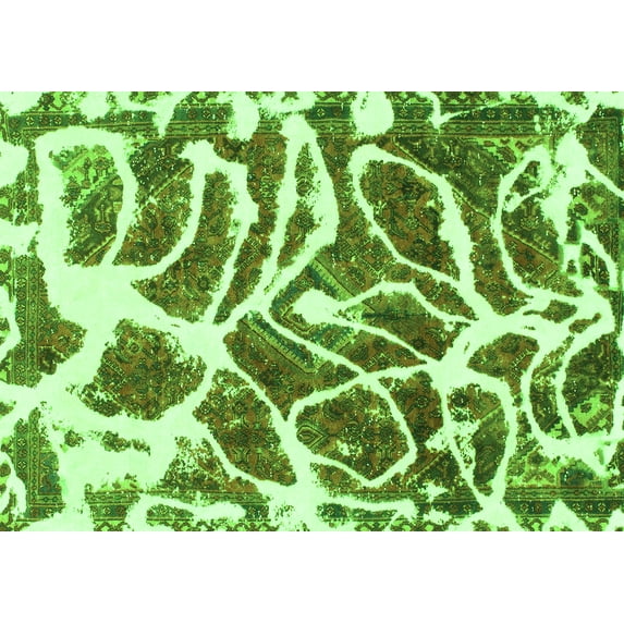 Ahgly Company Indoor Rectangle Abstract Green Modern Area Rugs, 8' x 10'