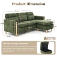 thumbnail image 2 of MOONMISS 3-Seater Chenille Sectional Sofa with Storage Ottoman & Side Pocket Convertible Chaise Lounge for Living Room,Olive, 2 of 6