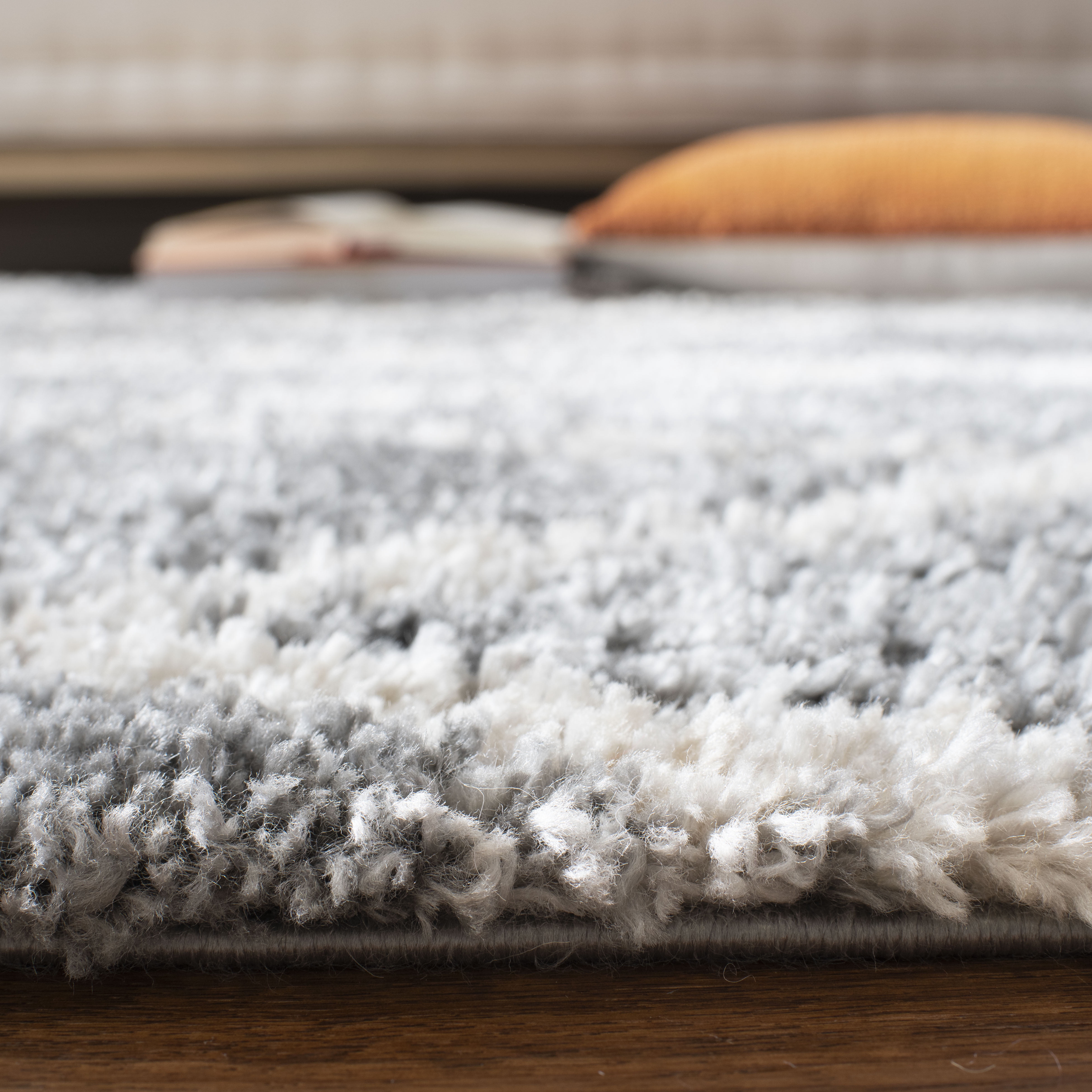 SAFAVIEH Berber Fringe Amyas Geometric Shag Runner Rug, Gray/Cream, 2' x 8'