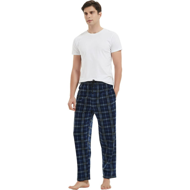 FELEMO Men's Pajama Pant Comfy Soft Lounge Plaid Sleep Pants(Blue/XL) 