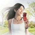 thumbnail image 2 of Aiwa Folding Necklace Fan and 4000mAh Power Bank with Lanyard and Phone Stand, Red, 2 of 5