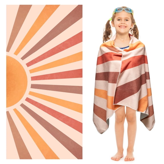 Boho Sun Beach Towel, 30 x 60 inch Microfiber Pool Towel Absorbent Soft Quick Dry Towel for Summer Pool Travel Beach Swimming Camping