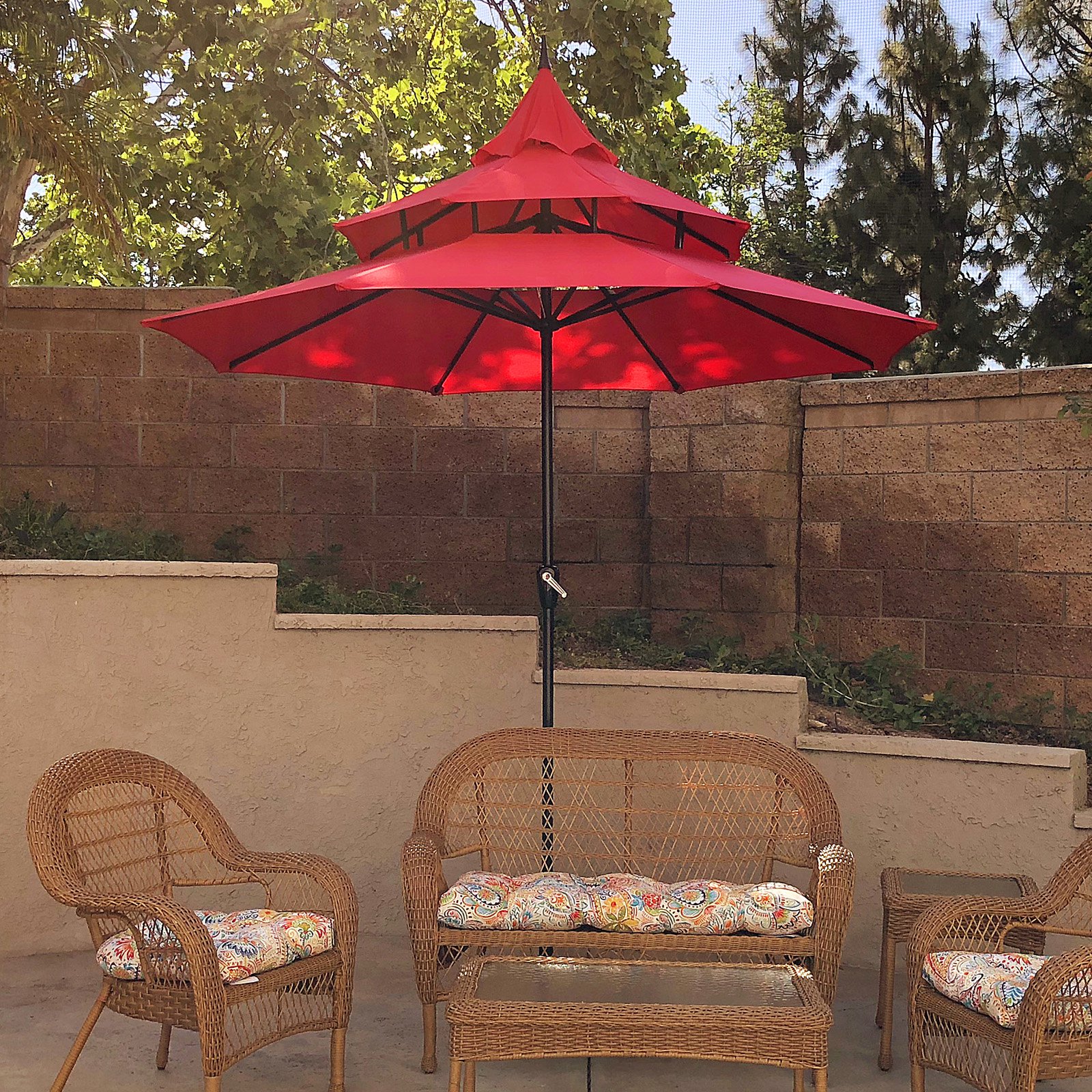 Abble 9 Ft Steel Pagoda Patio Umbrella Walmart Com Walmart Com