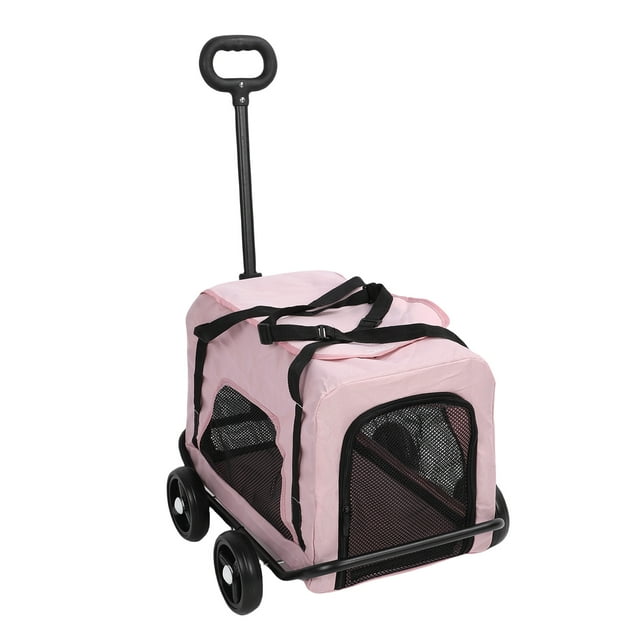 Transportín Con Ruedas Para Perros Pequeños Y Gatos, Transportín Compacto Y Plegable Con Asa Telescópica, Cojín Desmontable Y Lavable, Ideal Para Acampadas Y Viajes