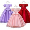 thumbnail image 2 of Vestido elegante de princesa para niña, vestido largo de fiesta de graduación para niña, vestido de fiesta de boda con lazo, vestido de niña de flores, vestido de noche rojo rosa 3-123T (etiqueta 100) Gao Jinjia LED, 2 of 2