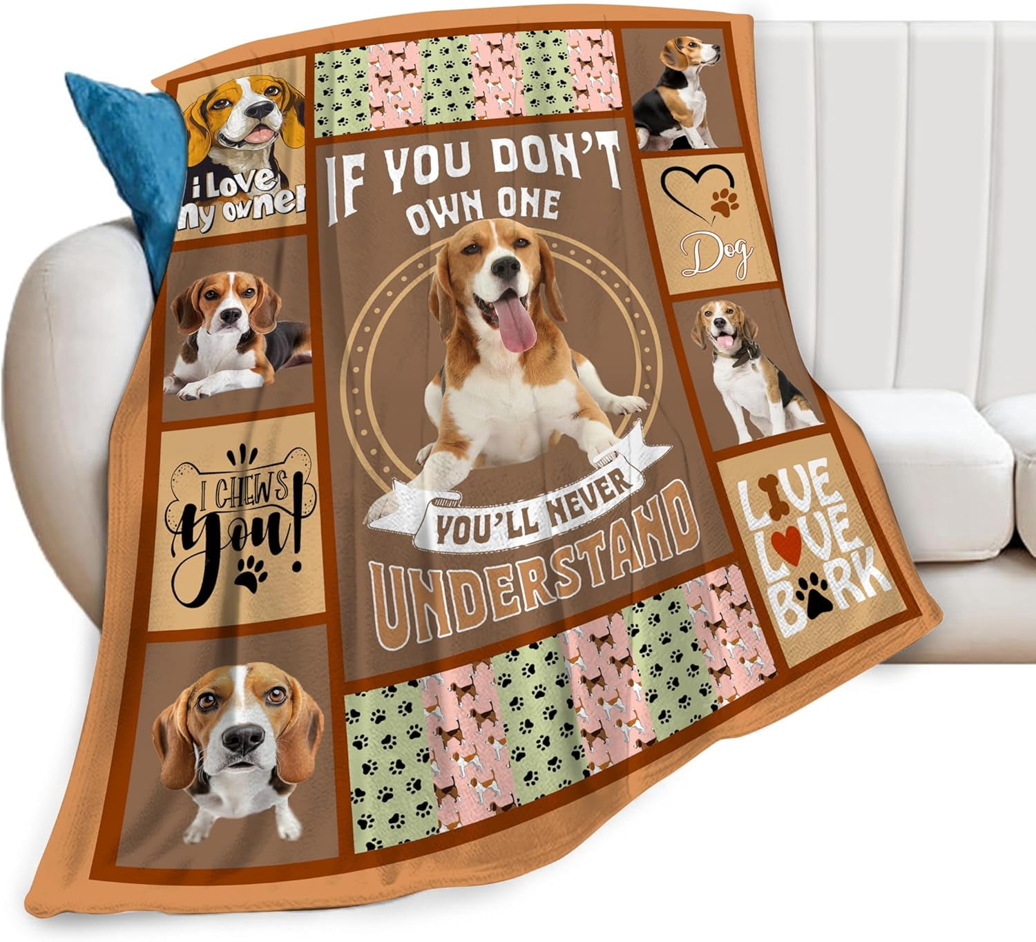 Cute Beagle Blanket Dog Beagles Blankets for Women men Funny Pet Fleece Cozy Flannel Throws Warm Soft Fuzzy Dogs Plush Stuffed Animal for Sofa Bed Decor Gifts for Users Men Women 50"x40"