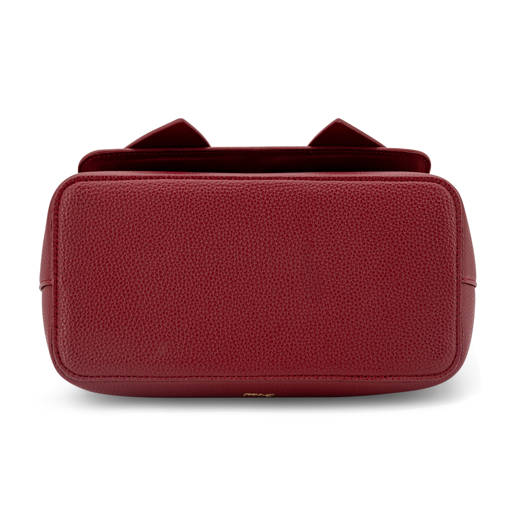 LIKE DREAMS Women's Vegan Leather Adjustable Detachable Strap Zoey Double Bow Crossbody Bag, Cherry Red