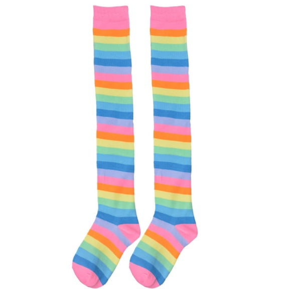 Fdelink Women Rainbow Winter Warm Cable Long Boot Socks Over Knee Thigh High Stockings, Long Socks (Pink)