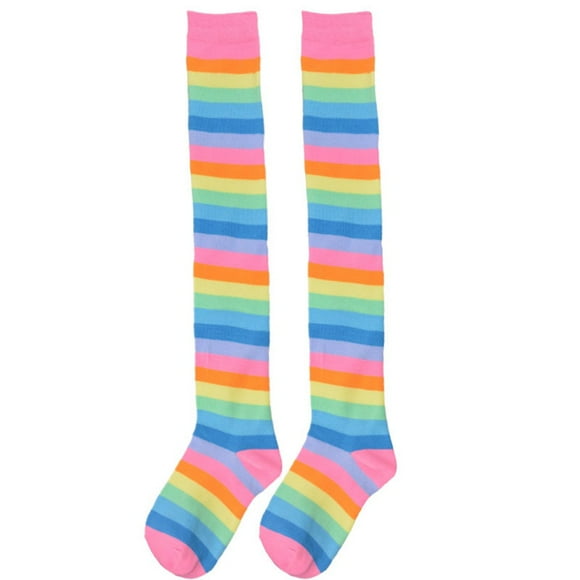 Fdelink Women Rainbow Winter Warm Cable Long Boot Socks Over Knee Thigh High Stockings, Long Socks (Pink)