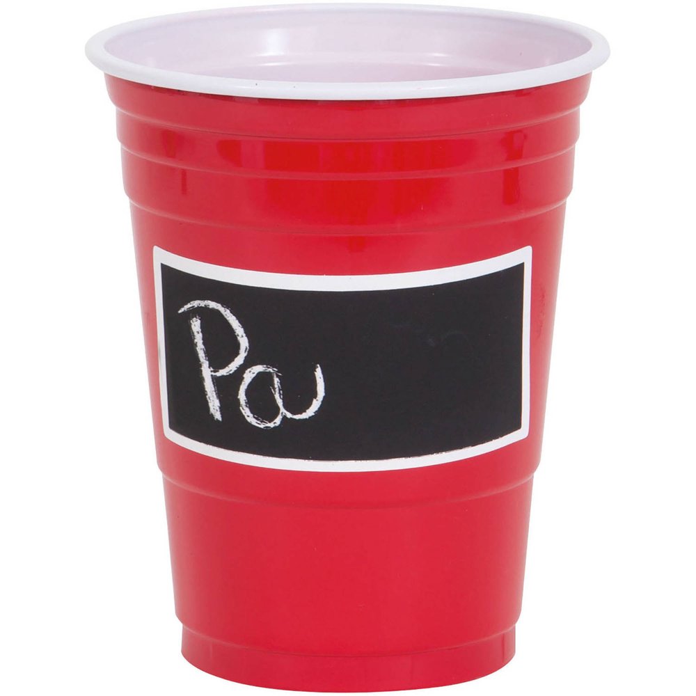 18oz Scratch Off Label Red Plastic Cups, 14ct