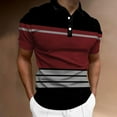 thumbnail image 2 of Polo Shirts for Men with Pocket Buttons Striped V-Neck Athletic T- Shirts Short Sleeve Relaxed Fit Stretch Golf Tee Tops with Pocket Training Clothes Sports , XL, 2 of 4