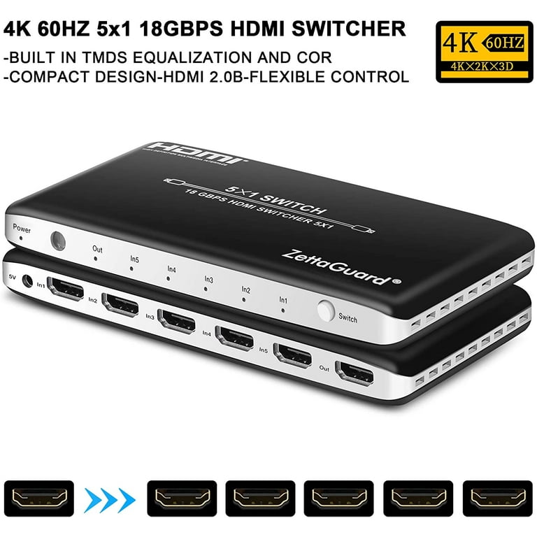 4K 60Hz HDMI 2.0b Switch 3x1 with Audio Extractor & ARC HDMI Switch 3 in 1  Out Supports ARC 4K Full HD High Resolution HDCP 2.2