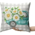 thumbnail image 3 of Spring Daisy Pillow Covers White Floral Throw Pillows Case 20 x 20 Blue Car Pillowcases Set of 2 Cotton Blend Spring Summer Day Decor for Indoor Living Room Bed, 3 of 6