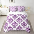 thumbnail image 2 of Erosebridal Gothic Floral Bedding Sets Full Size,Purple White Jacquard Comforter Sets with Sheets,Boho Bohemain Flower Bed in a Bag Full Size,Lightweight Room Decor Reversible,7-Piece, 2 of 7