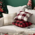 thumbnail image 3 of Pack of 2 Christmas Farmhouse Checkers Buffalo Plaids Polyester Linen Soft Solid White and Red Decorative Throw Pillow Covers Home Decor Cushion Case for Sofa Bedroom 16 x 16 Inch, 3 of 6