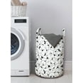 thumbnail image 3 of Floral Laundry Bag, Monochrome Oriental Inspired Leaf Designs with Various Shapes with Swirls and Lines, Basket with Handles Drawstring Closure for Laundromats, 13" x 19", Black White, by Ambesonne, 3 of 4
