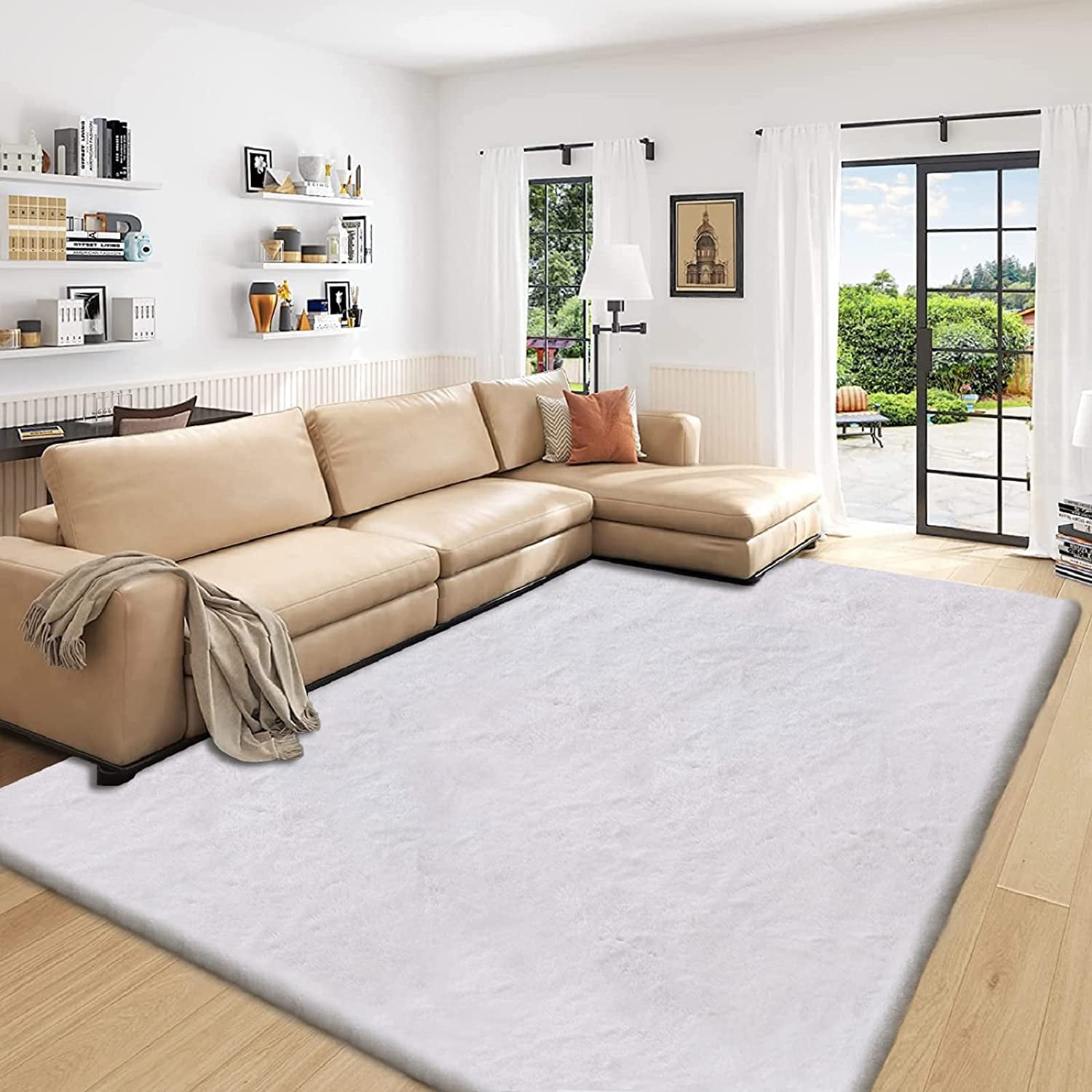 Latepis Faux Fur Rug 6x9, Rabbit fur Rug for Living Room, Fluffy