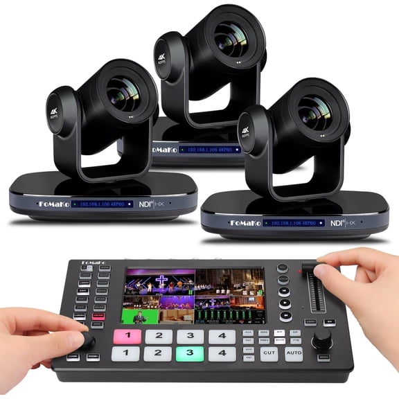 FoMaKo 60FPS 4K NDI PTZ Camera 20X Camera Bundle(K820N X3 M4)