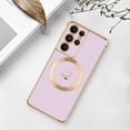 thumbnail image 7 of Magnetic Case for Samsung Galaxy S21 Ultra 5G MagSafe, Girls Women Cute Love Heart Pattern Plating Edge Silicone Shockproof Protective Bumper Cover for Samsung Galaxy S21 Ultra-Purple, 7 of 7