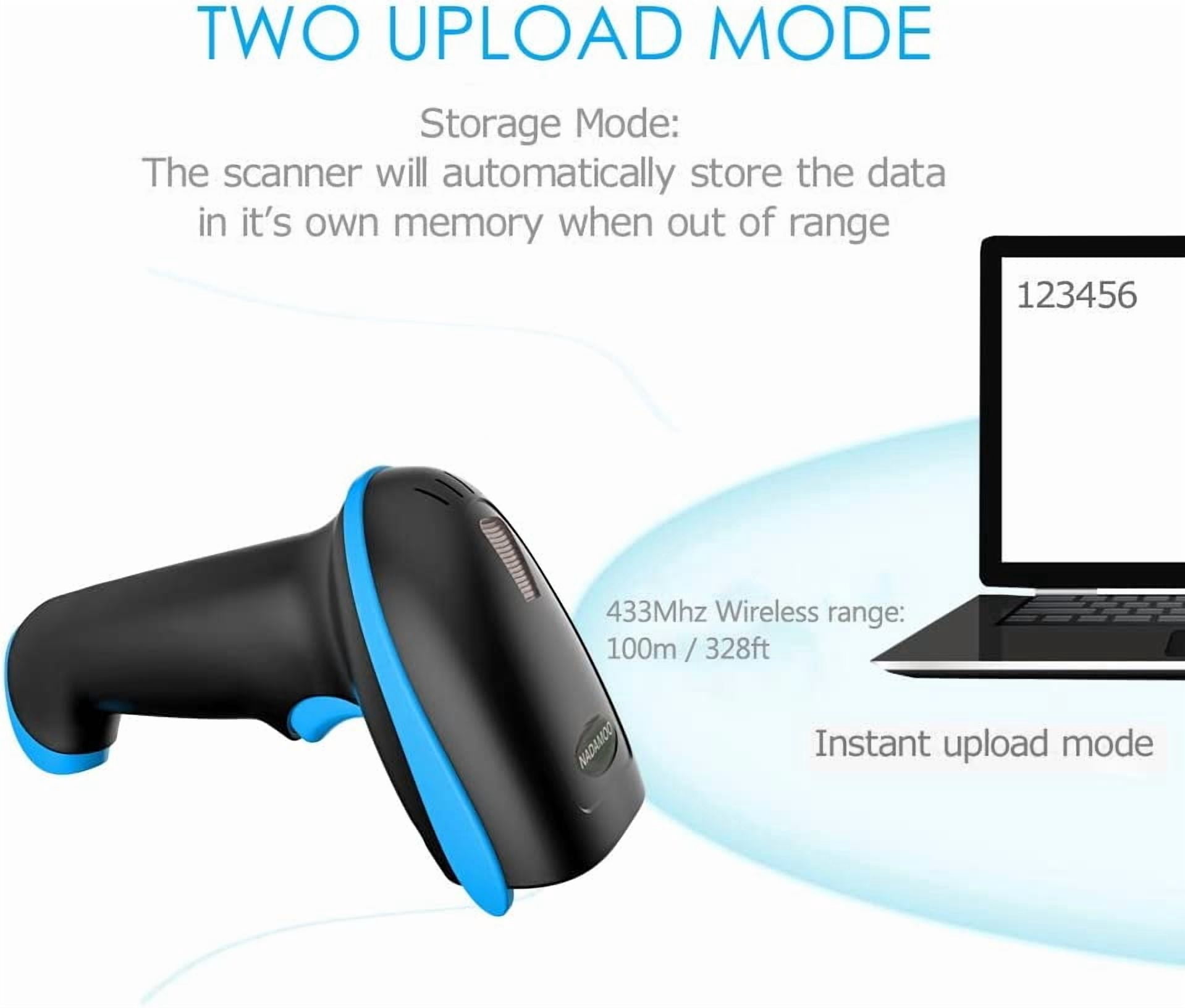 QR Code Wireless 2D Barcode With Stand Supports Screen Handheld CMOS Imager Long Range Portable USB Bar Code Reader with Auto Sensing Read 1D 2D QR Code PDF417 Data Matrix