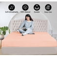 thumbnail image 5 of Fitted Sheet + Pillowcase Set 800 Thread Count 100% Egyptian Cotton 3-Piece ( 1-Fitted + 2-Pillowcase ) Queen Size (60" x 80") Inch 18-Inch Deep Pocket, All-Around Elastic Peach Stripe, 5 of 6