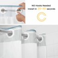 thumbnail image 2 of No Hook Blue Striped Shower Curtain with Snap in Liner Set, Abstract Modern Geometric Stripes Waterproof Fabric Bathroom Curtains with See Through Top Window, Hotel Style Extra Long 72 x 96 Inch, 2 of 9