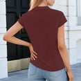 thumbnail image 4 of Kukoosong Women's Tailored Poplin Button Front Blouse Solid Color Short Sleeve V-Neck for Polished Summer Casual Look, Lightweight Trendy Elegant Tee Shirt for Women, 4 of 7