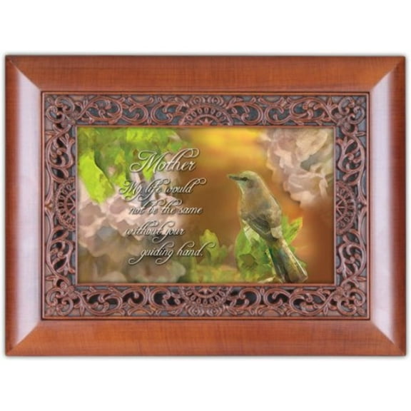 Cottage Garden Music Box - Mother Plays Unchained Melody With Ornate Woodgrain Finish