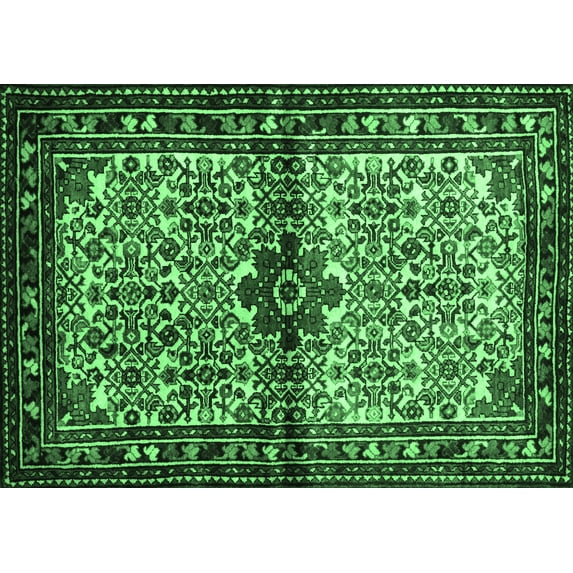 Ahgly Company Indoor Rectangle Persian Emerald Green Traditional Area Rugs, 6' x 9'
