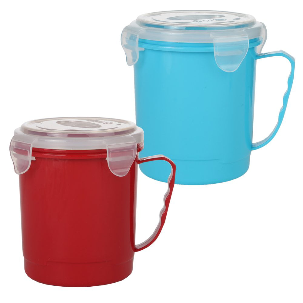 Microwaveable Soup Mug/Cup with Lid – Leak Proof Vented Lids Microwave