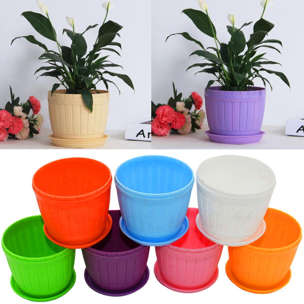 Beige Plastic Planter for Flowers Herbs African Violets Succulents Cactus Flower Pots for Indoor Outdoor Seeding Nursery Planter Pot T4U 20 Pack 13CM Plastic Plant Pots with Drainage and Saucer