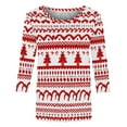thumbnail image 5 of Cadancy Christmas Sweatshirt for Women 3/4 Sleeve Funny Graphic Crewneck Blouses Xmas Dressy Casual Fashion Tops Party Holiday Pullover Shirts, 5 of 7