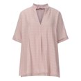 thumbnail image 4 of Pntutb Womens Plus Size Clearance,Fashion Women's Summer Short Sleeve T-Shirts Solid V-Neck Casual Blouse Tops Pink XXL, 4 of 6