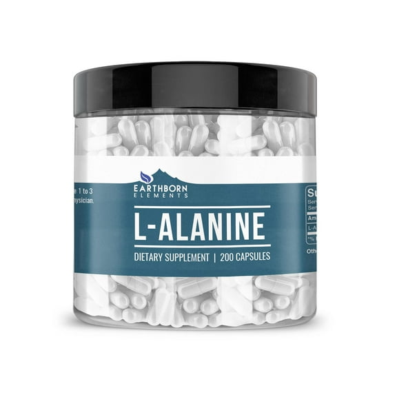 Earthborn Elements L-Alanine 200 Capsules, Pure & Undiluted, No Additives