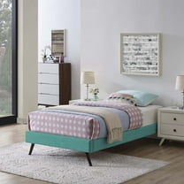 Modway Loryn Twin Fabric Bed Frame with Round Splayed Legs in Teal