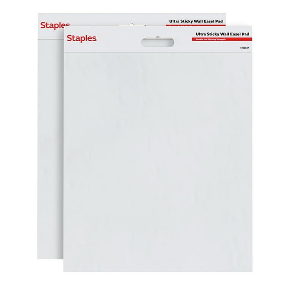 Staples Ultra Sticky Wall Easel Pad 20" x 23" 20 Sheets/Pad 2 Pads/Pack (ST62837)
