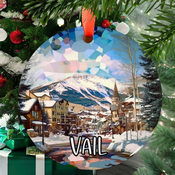Vail Colorado Christmas Ornament, Ceramic/Acrylic - Vail Colorado City Travel Souvenir, Holiday Tree Decoration, Vacation Keepsake 2025, Gift for Travel Lovers, Commemorative 2025