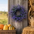 thumbnail image 4 of 13.7" Artificial Lavender Boxwood Wreath for Front Door - Handmade Faux Purple Greenery Wreath, Farmhouse Decor for Porch Wall Window Indoor Outdoor, 4 of 8